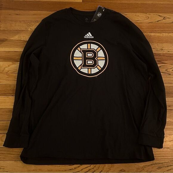 Adidas Boston Bruins Long Sleeve Shirt Black Size Mens Small - Picture 1 of 8